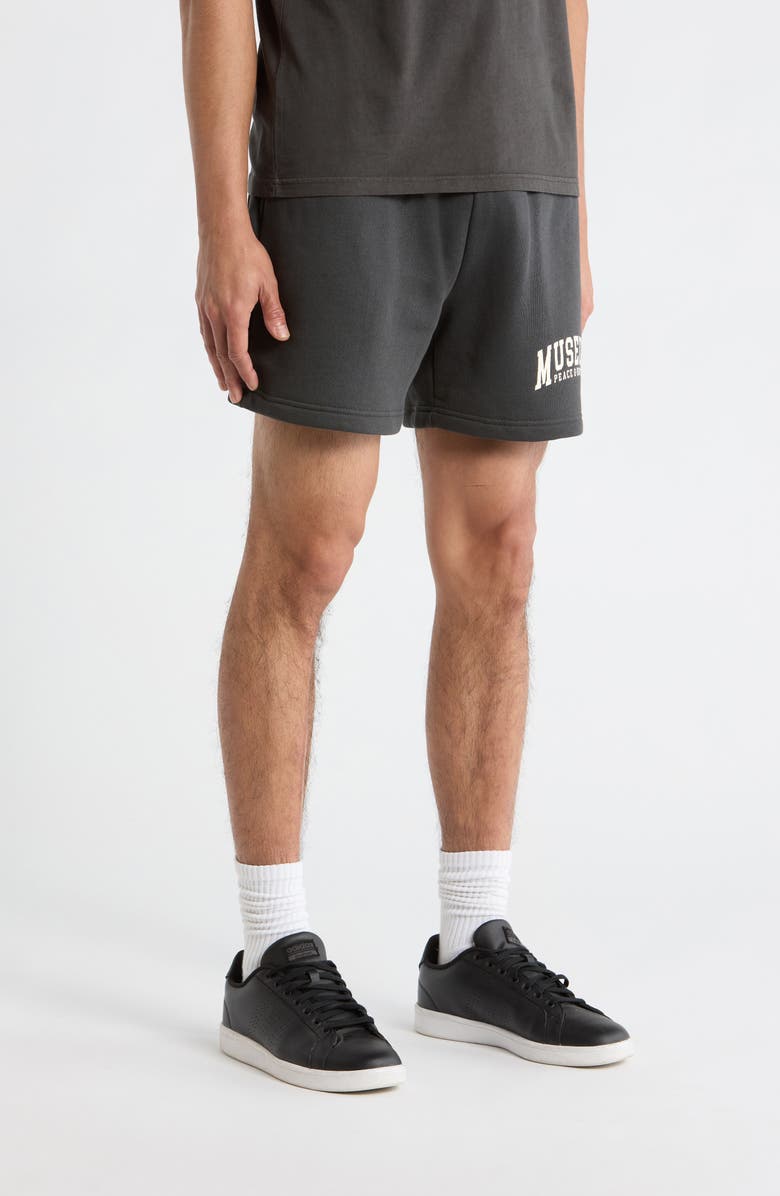 Museum of Peace & Quiet Logo Cotton Sweat Shorts, Alternate, color, Black