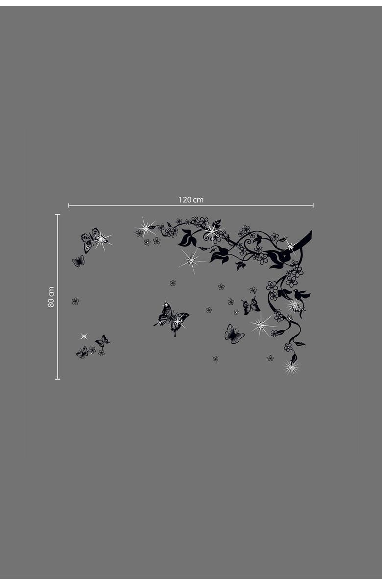 WALPLUS Swarovski Crystal Accent Butterfly Vine Decal, Alternate, color,