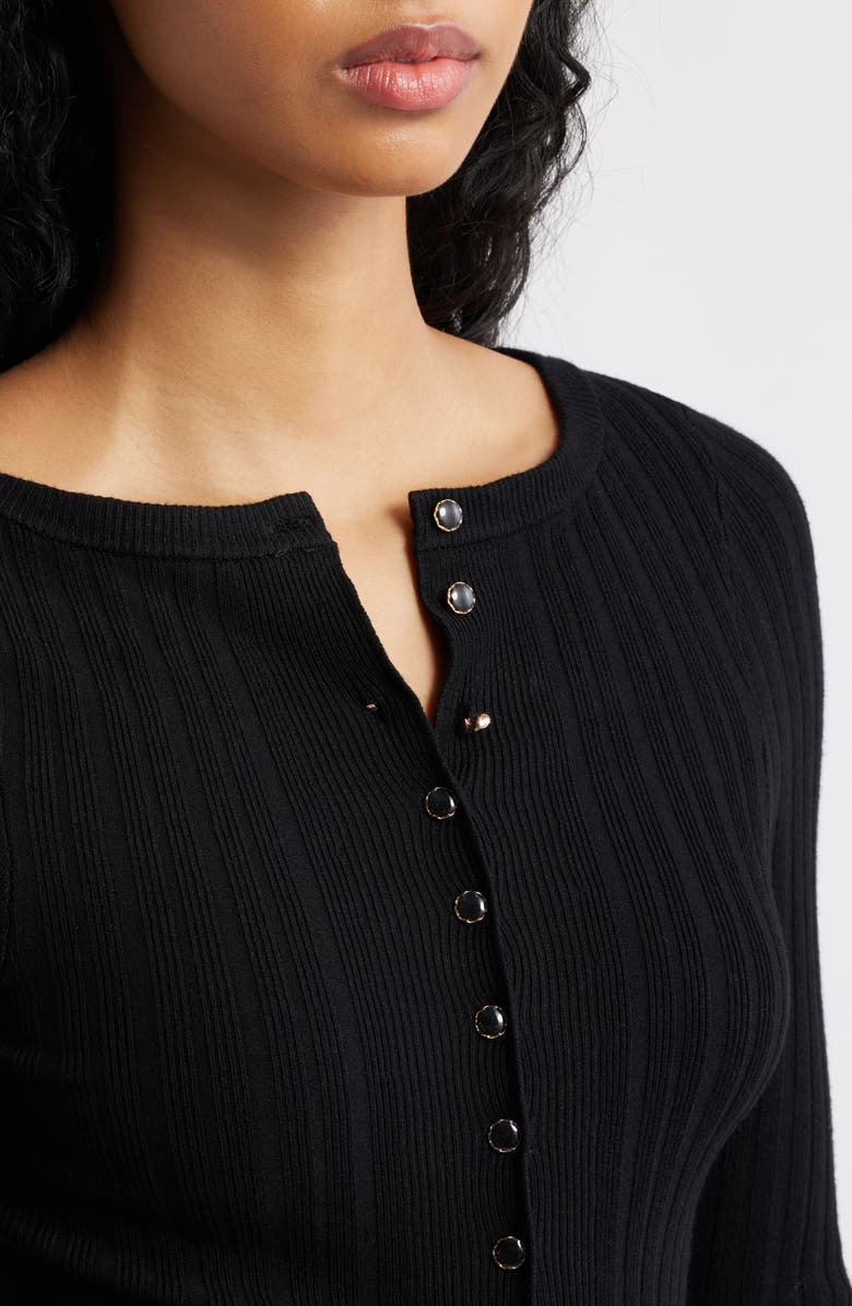 Free People East Side Rib Cardigan, Alternate, color, Black