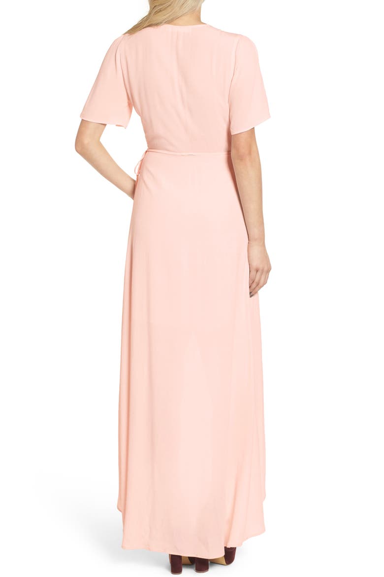 ASTR Selma Floral Print Wrap Dress, Alternate, color, BLUSH