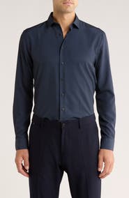 SOUL OF LONDON Geometric Stretch Button-Up Shirt