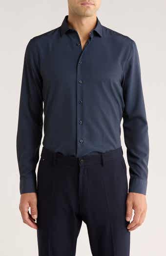 SOUL OF LONDON Geometric Stretch Button-Up Shirt