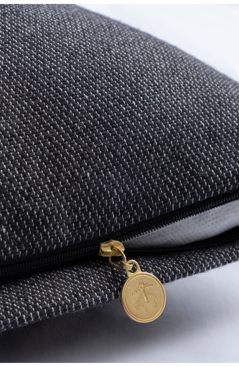 Brooks Brothers Monogram Logo Cotton Throw Pillow, Alternate, color, Black