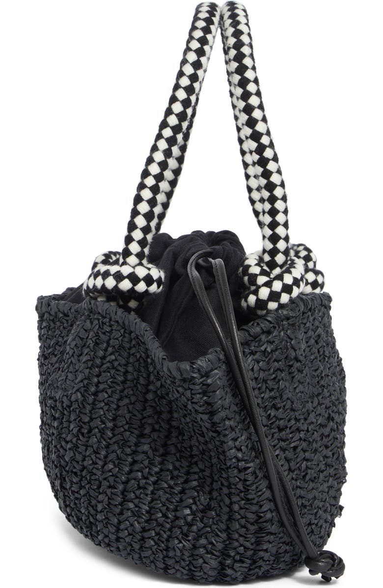Collection XIIX Drawstring Bag Straw Tote, Alternate, color, Black