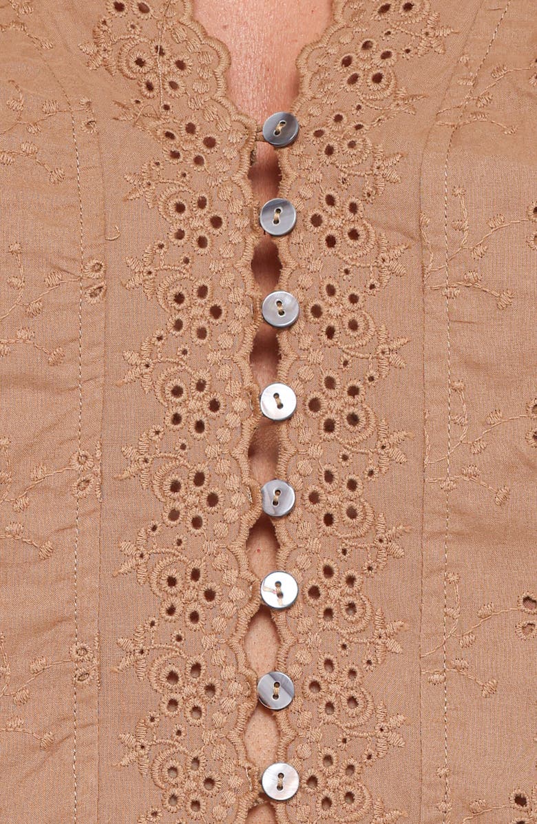 Petal & Pup Lorraine Eyelet Puff Shoulder Top, Alternate, color, Brown