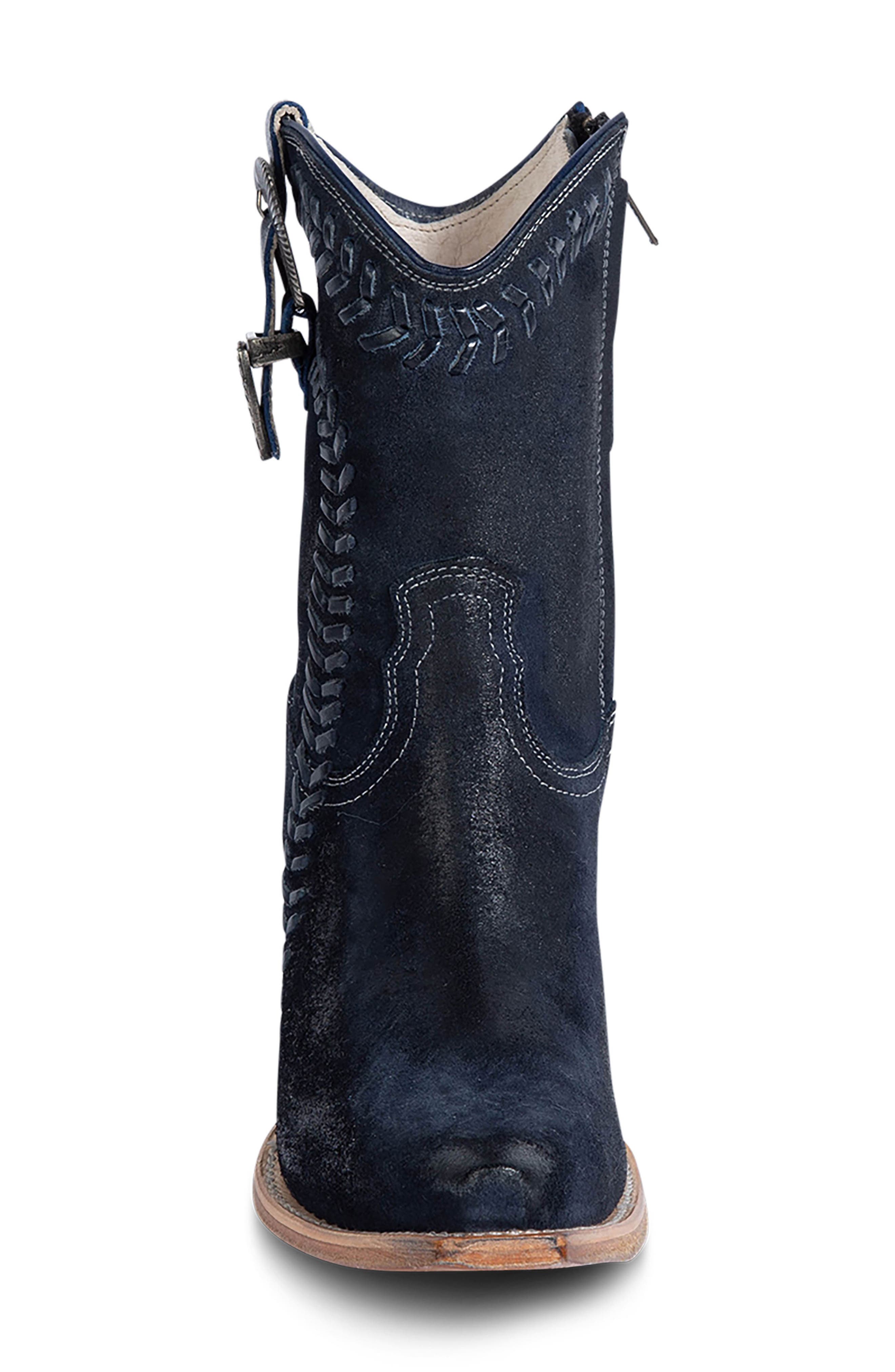 Freya Leather Western Bootie, Alternate, color, BLUE SUEDE