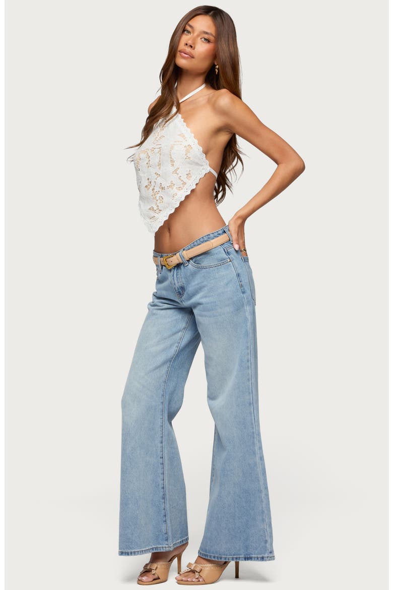 Handkerchief Lace Open Back Halter Top, Alternate, color, WHITE