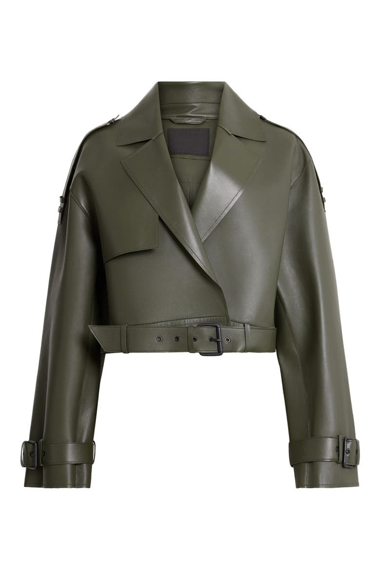 Ophelia Bonded Leather Jacket, Alternate, color, KHAKI GREEN