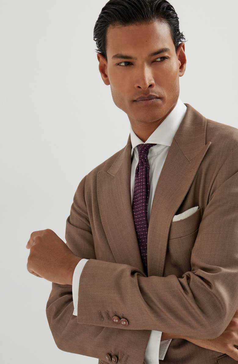 Brunello Cucinelli Blazer with large peak lapel, Alternate, color, Bark