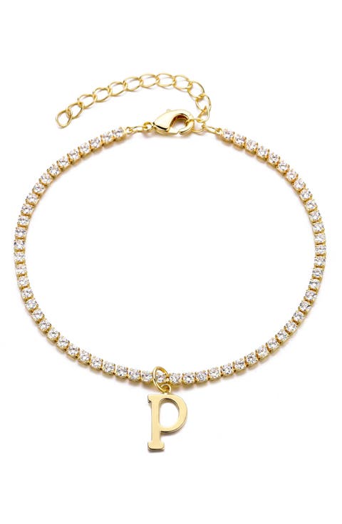 Initial Charm Tennis Bracelet