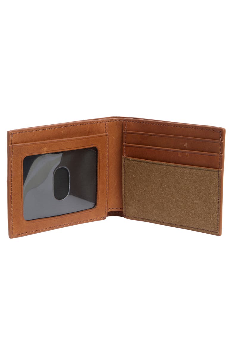 Johnston & Murphy Antique Canvas & Leather Bifold Wallet, Alternate, color, Camel