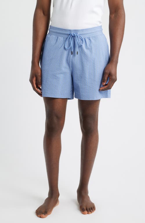 Daniel Buchler Pinstripe Seersucker Pajama Shorts In Blue