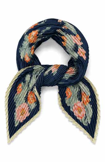 Floral Pleated Square Scarf