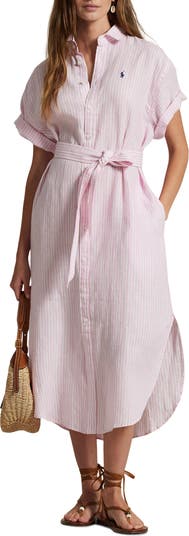 Polo Ralph Lauren Belted Linen Shirtdress | Nordstrom