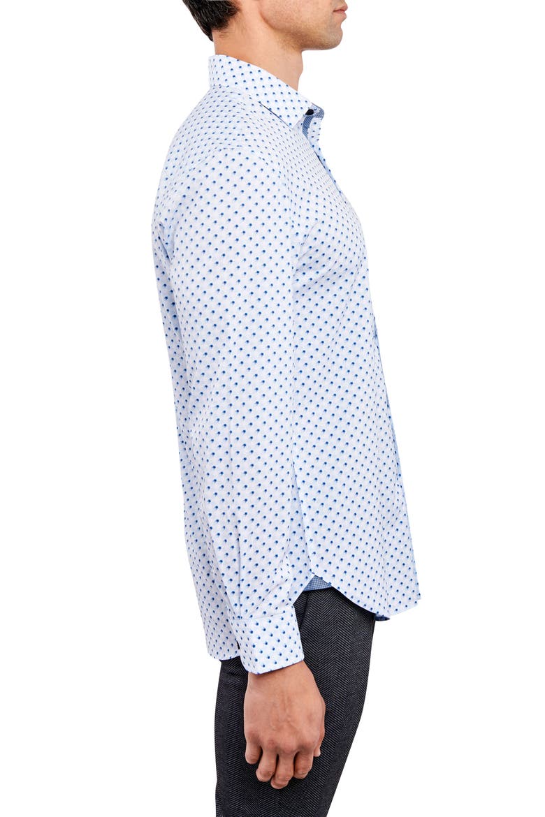Slim Fit Houndstooth Performance Stretch Dress Shirt, Alternate, color, BLUE