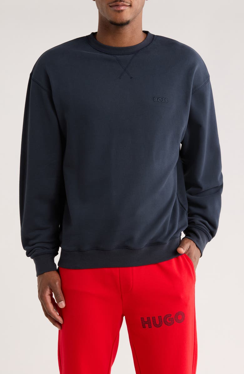 BOSS Albert Lounge Sweatshirt, Main, color, Navy