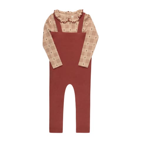 Cotton Floral Plaid Collection - Bodysuit + Overalls (Toddler, Little Kid & Big Kid)