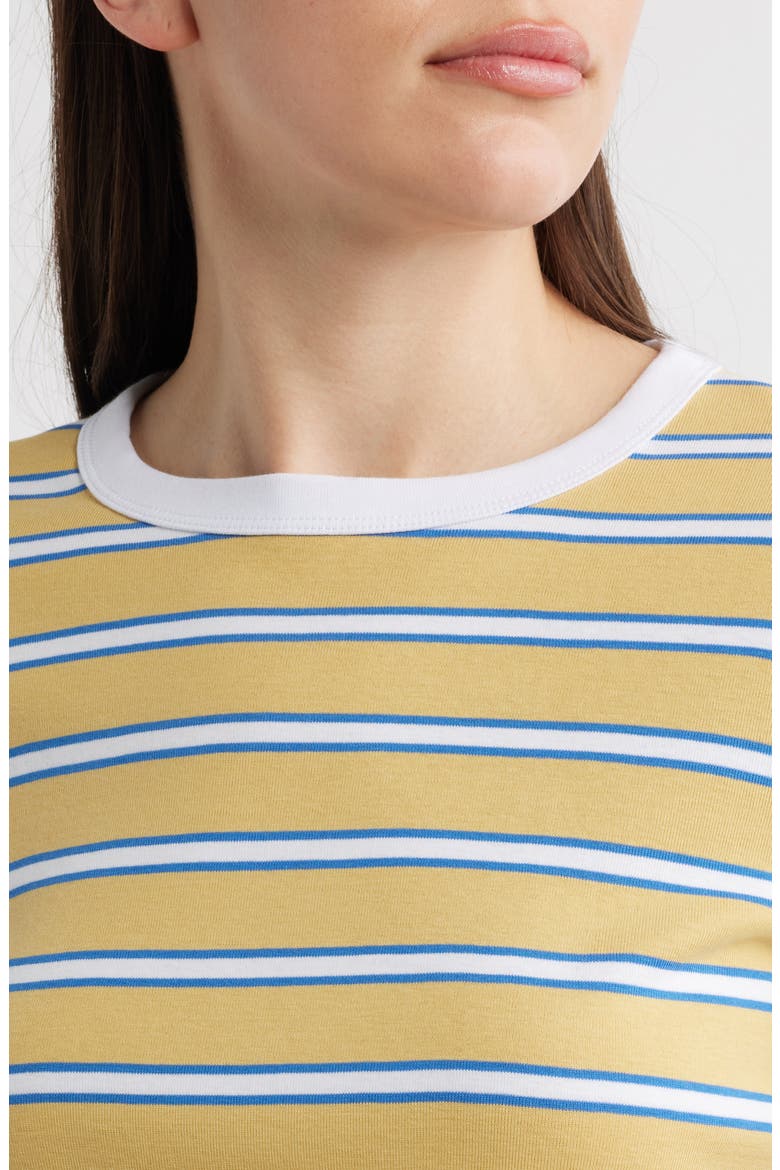 The '90s Crewneck Cotton T-Shirt, Alternate, color, RETRO YELLOW STRIPE