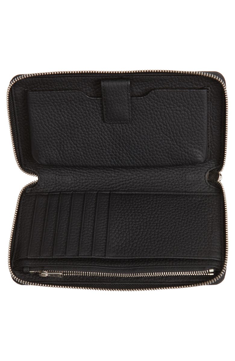 AllSaints Fetch Leather Phone Wristlet, Alternate, color, Black
