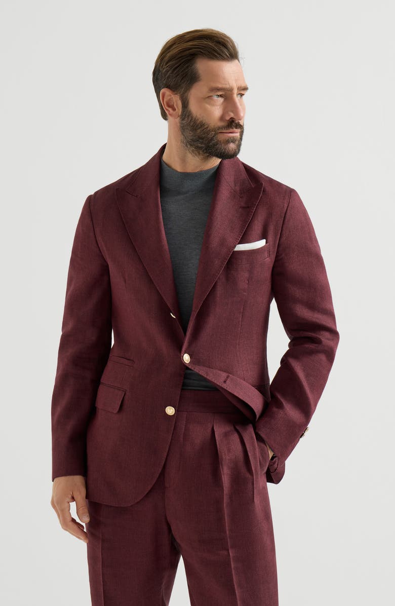 Brunello Cucinelli Blazer with metal buttons, Main, color, Cherry