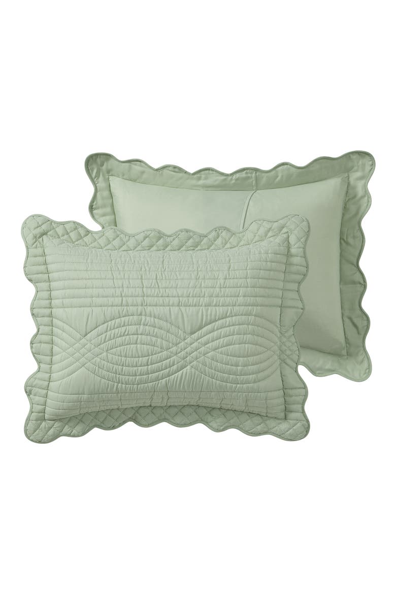 Scallop Microfiber Quilt Set, Alternate, color, GREEN