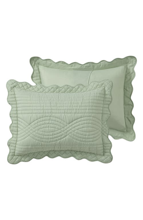 Vcny Home Scallop Microfiber Quilt Set In Green