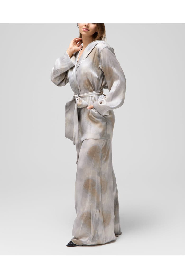 Silk Belted Jacket & Pants Set, Alternate, color, Silver/Bronze