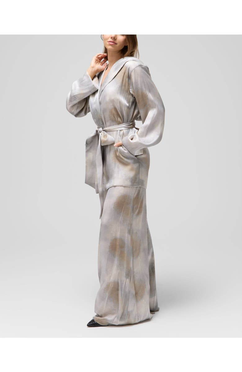 Le Fafo Silk Belted Jacket & Pants Set, Alternate, color, Silver/Bronze