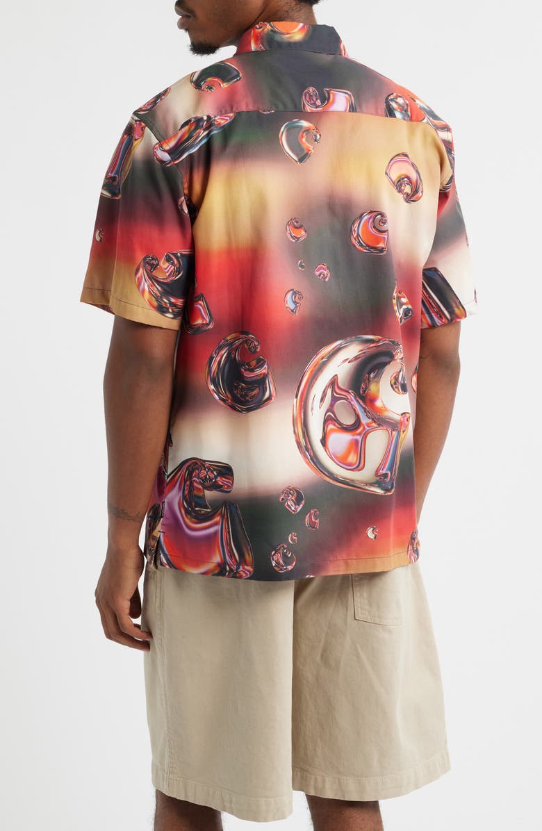 Carhartt Work In Progress Solar Chrome Print Short Sleeve Button-Up Shirt, Alternate, color, Solar Chrome