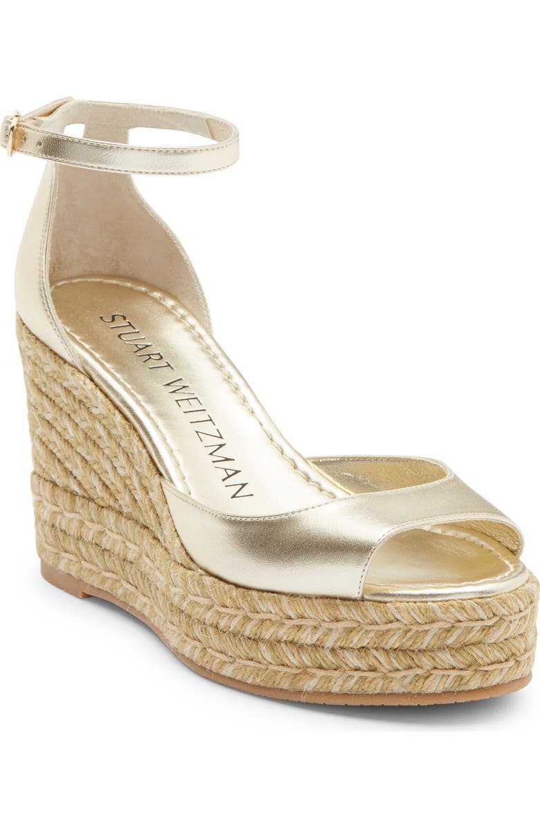 Stuart Weitzman Distia Espadrille Wedge Sandal, Main, color, Light Gold