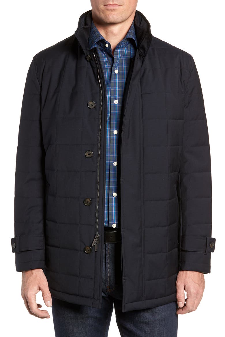 Quilted Car Coat, Main, color, NAVY