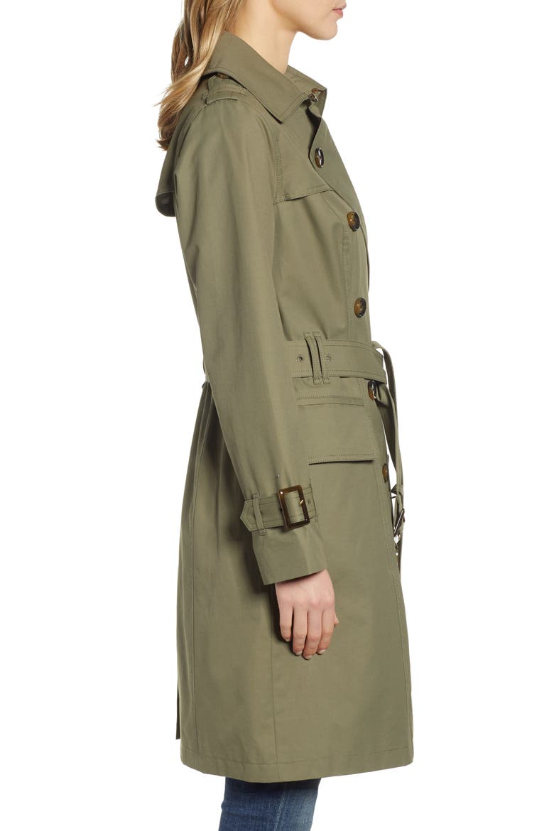 Water Repellent Trench Coat, Alternate, color, ARMY