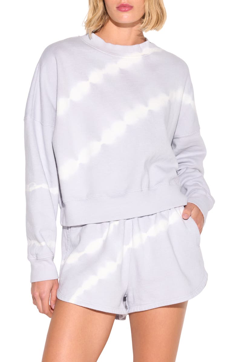 Spiritual Gangster Palisades Shibori Crewneck Cotton Sweatshirt, Main, color, Hazy