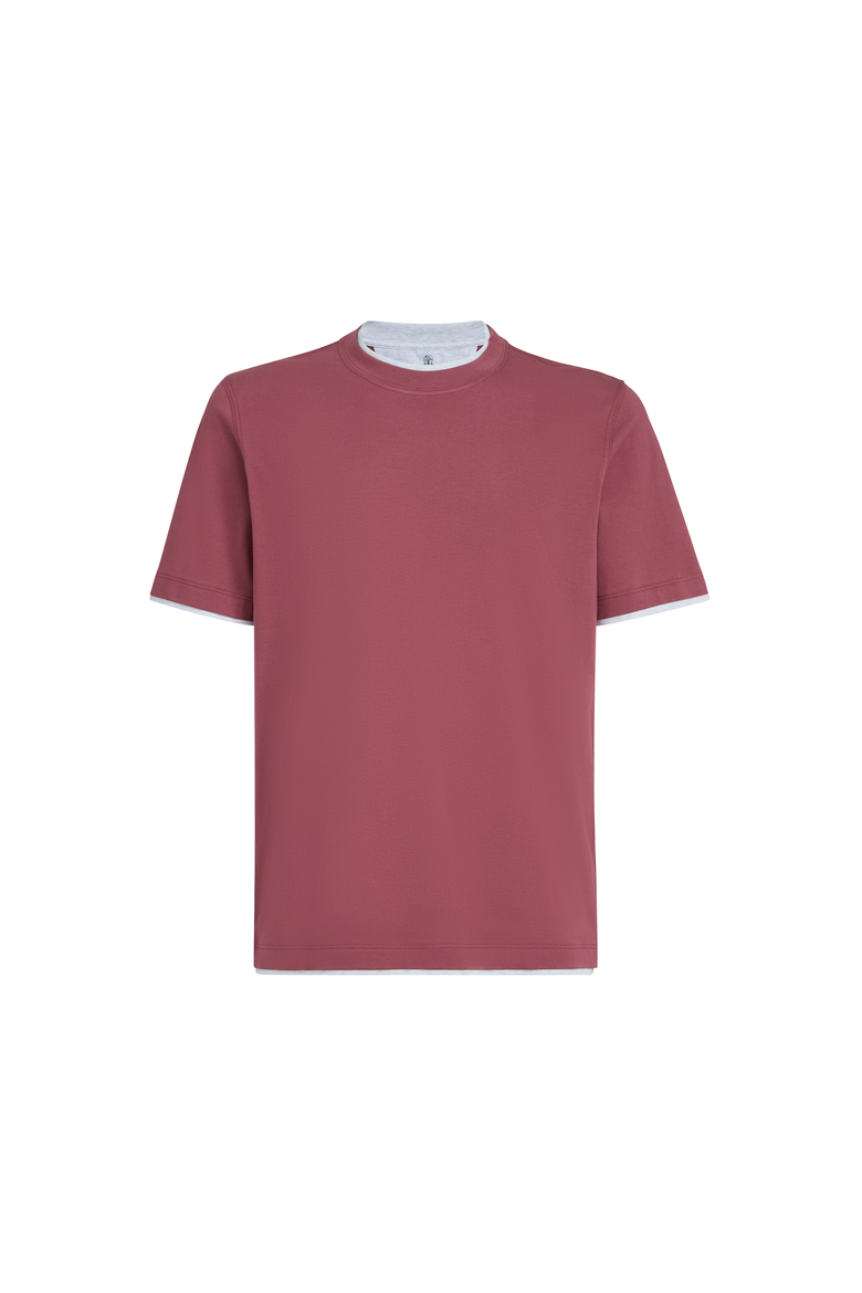 T-shirt with faux-layering, Alternate, color, Coral