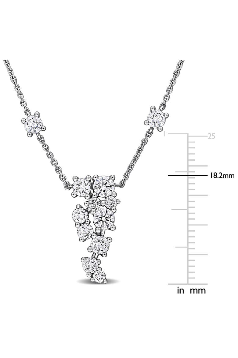 Lab-Grown Diamond Cluster Drop Necklace 14K, Alternate, color, White Gold