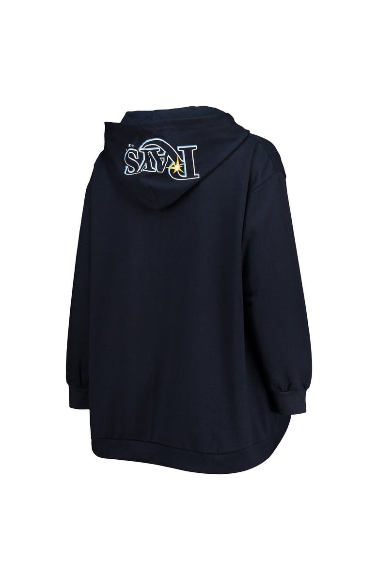 PROFILE Women's Navy Tampa Bay Rays Plus Size Lace-Up V-Neck Pullover Hoodie, Alternate, color, Navy