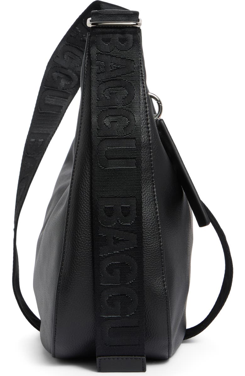Baggu Medium Recycled Leather Crescent Shoulder Bag, Alternate, color, Black