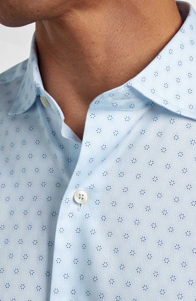 David Donahue Geometric Medallion Print Cotton Button-Up Shirt, Alternate, color, Sky/ Navy