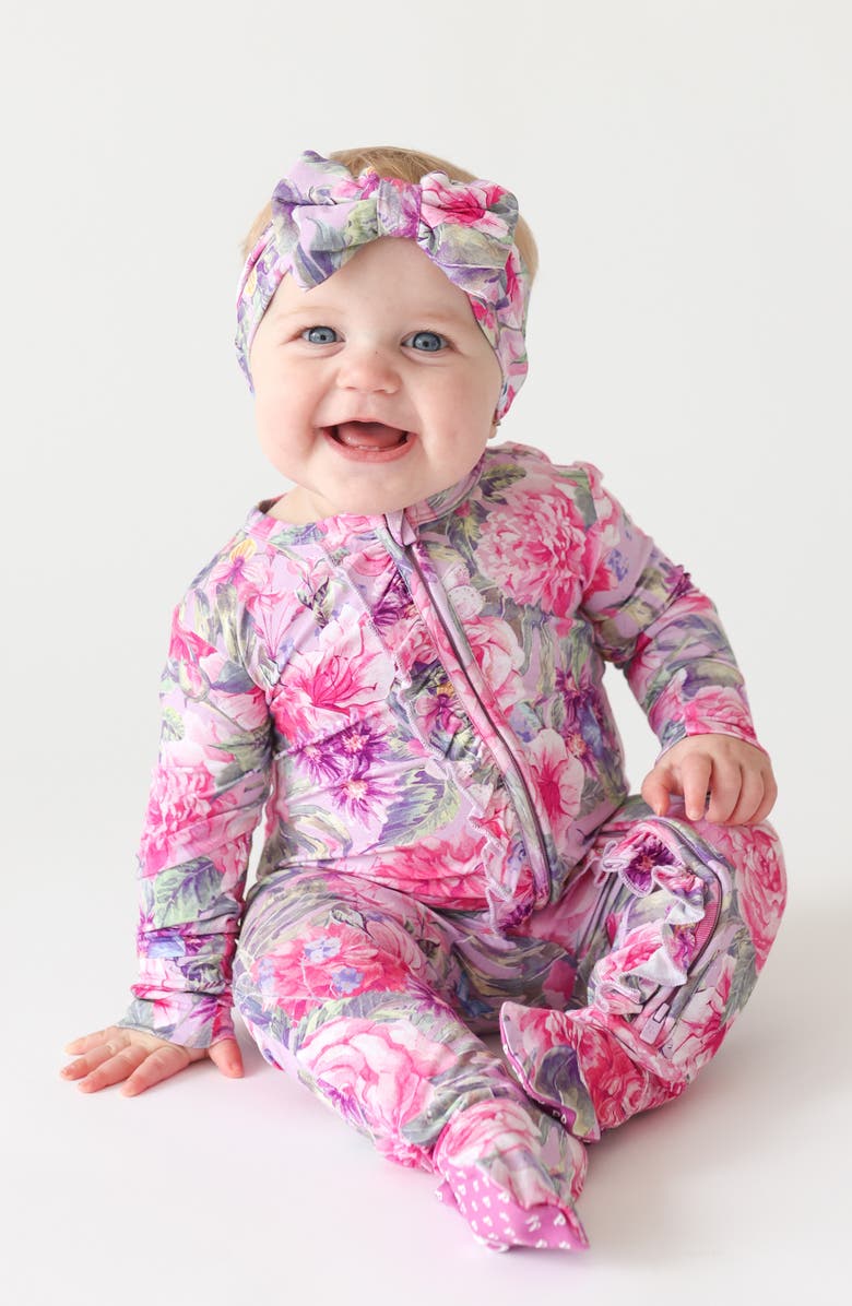 Posh Peanut Ellery Ruffle Zip Footie, Alternate, color, 