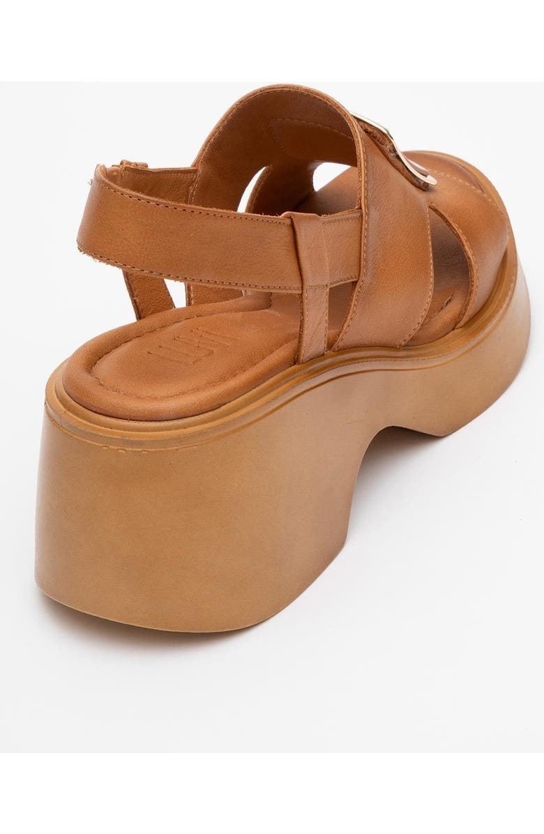 Forever & Always Shoes Lucia Leather Buckle Platform Sandal, Alternate, color, Cognac Leather