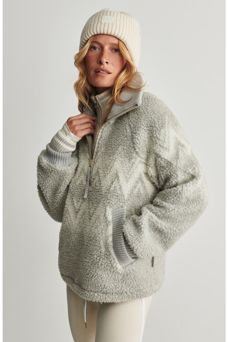 Hendrik Half Zip Pullover, Alternate, color, LIGHT GREY MARL / SNOW WHITE