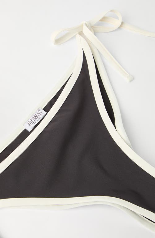 Brunello Cucinelli Techno Jersey Monili-trim Bikini Bottoms In Brown