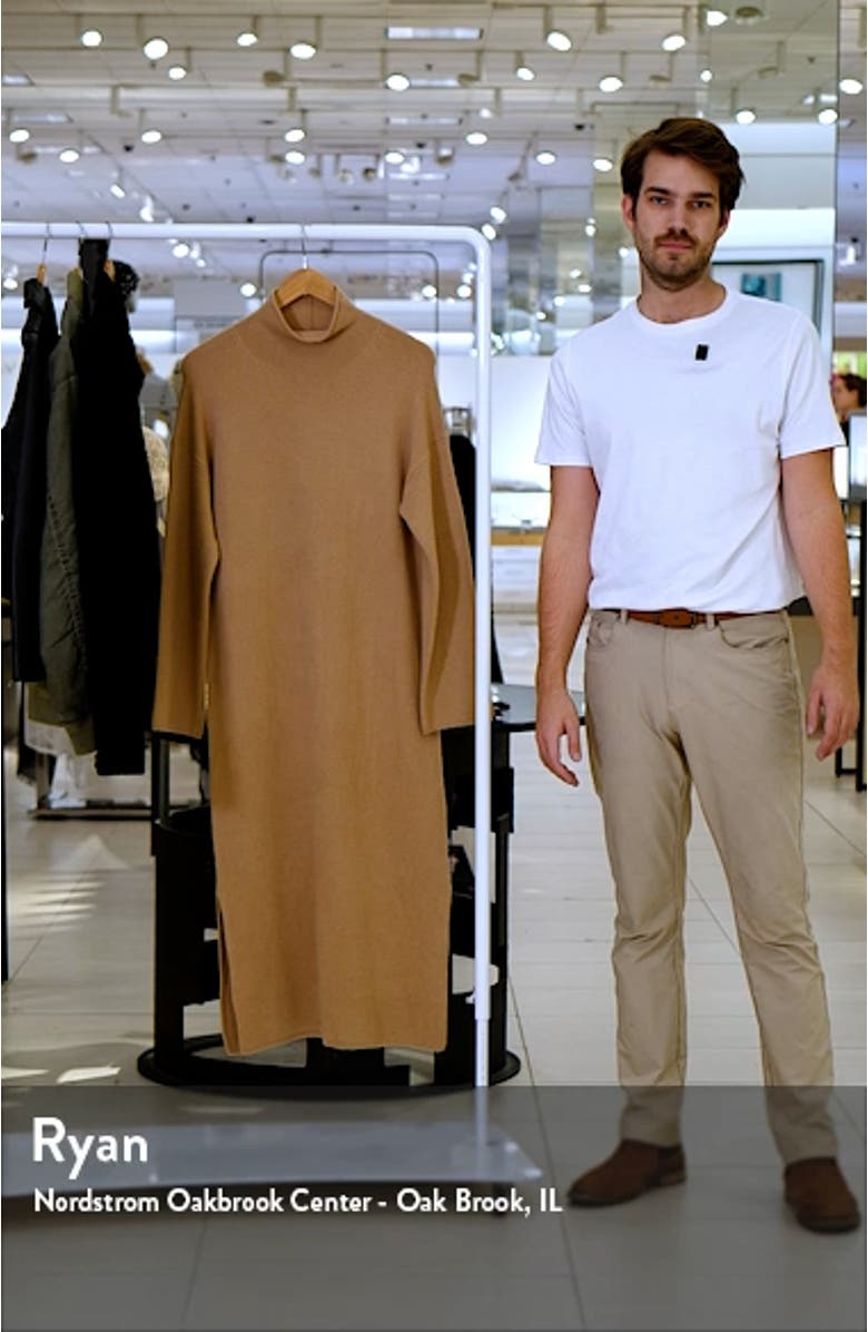 Mock Neck Long Sleeve Wool & Cashmere Blend Sweater Dress, sales video thumbnail