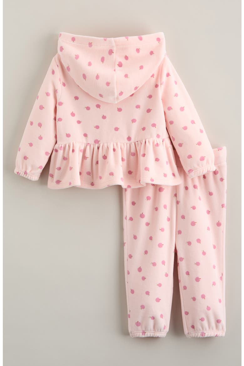 Velour Zip Hoodie & Pants Set, Alternate, color, PINK DOGWOOD APPLES