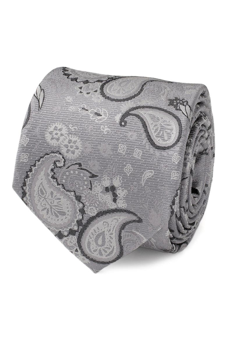 Grey Paisley Silk Tie, Alternate, color, GRAY