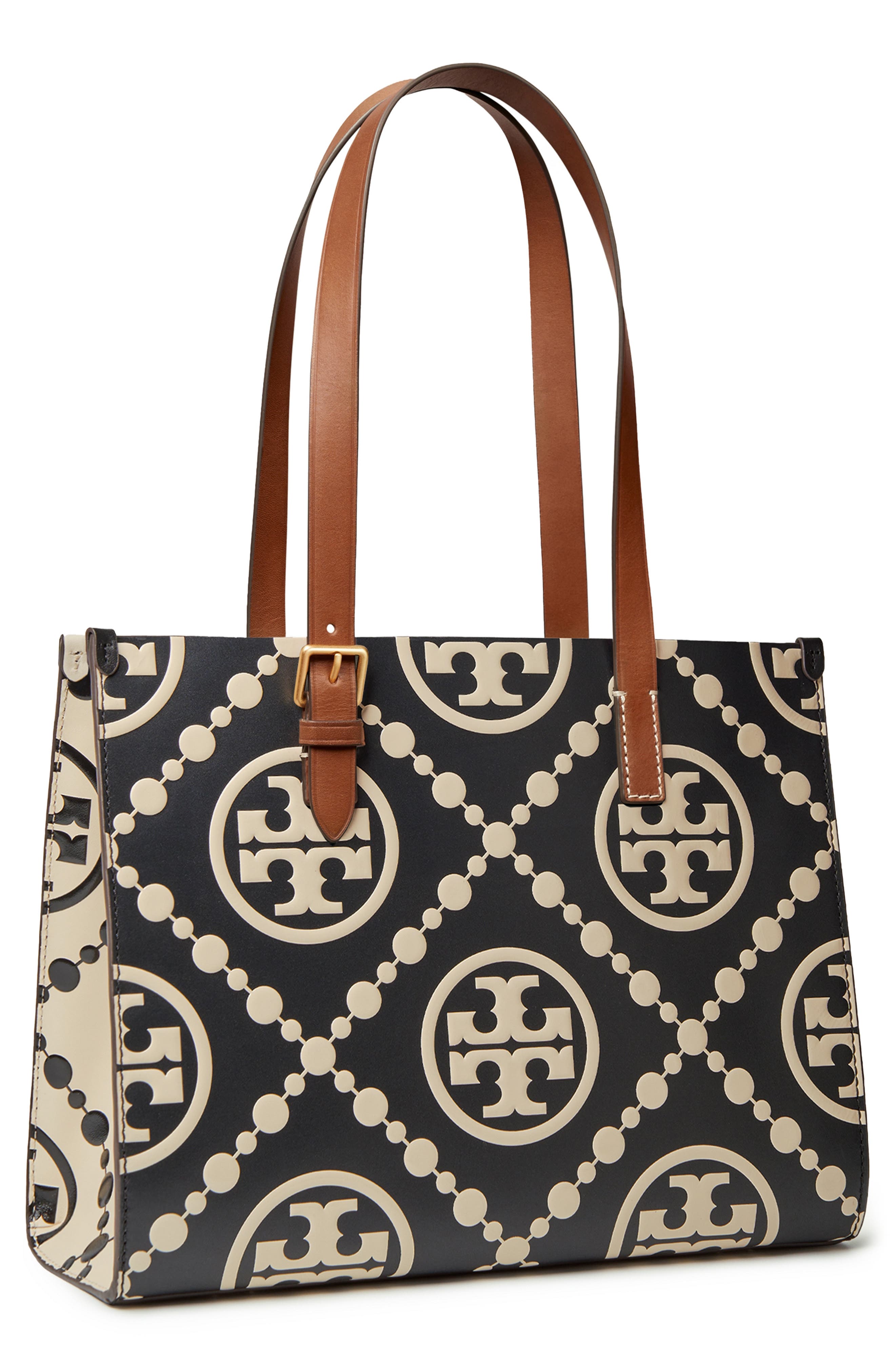Tory Burch Small T Monogram Contrast Embossed Tote, Alternate, color, 