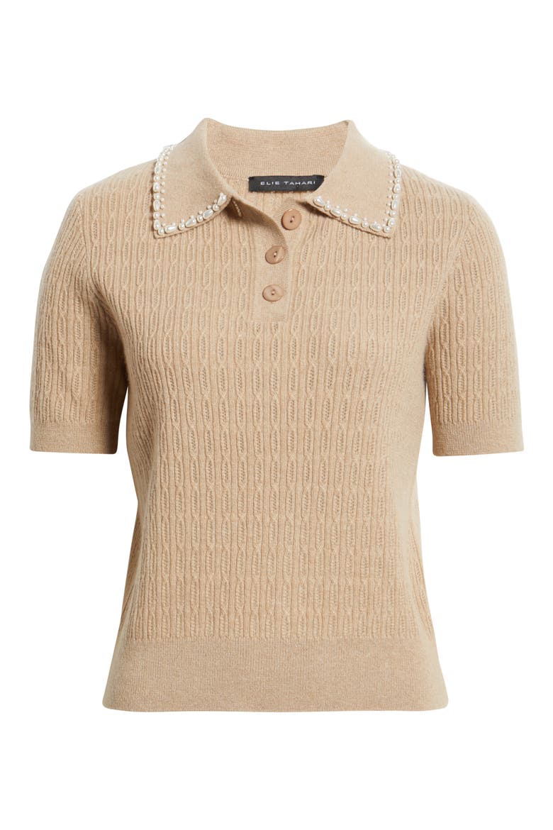 The Stevie Cashmere Polo Sweater, Alternate, color, CAMEL CROWN BEIGE