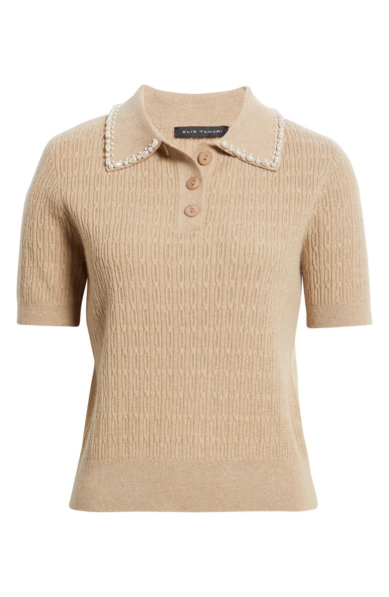 Elie Tahari The Stevie Cashmere Polo Sweater, Alternate, color, Camel Crown Beige