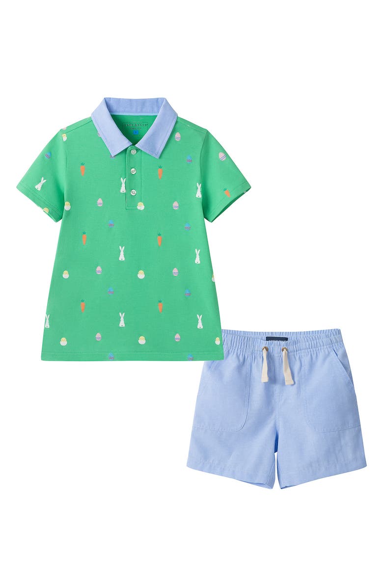 Andy & Evan Kids' Polo Shirt & Shorts Set, Main, color, Green Easter