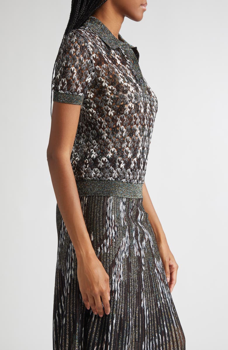 Missoni Knit Metallic Lace Polo, Alternate, color, Dark Brown And Black